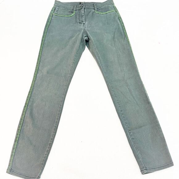 DKNY Green Denim Jeans Contrast Stitching Skinny High Rise Size 28 - Picture 2 of 9